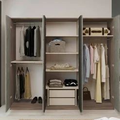 Altri Guardaroba > Dmora Guardaroba in legno marrone e grigio 207x183h cm - Gaja Grigio, Marrone