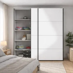Guardaroba 2 Ante > Dmora Guardaroba in legno nero e bianco lucido 182x220h cm - Paeng Bianco, Nero Lucido