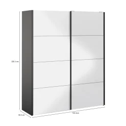 Guardaroba 2 Ante > Dmora Guardaroba in legno nero e bianco lucido 182x220h cm - Paeng Bianco, Nero Lucido