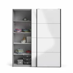 Guardaroba 2 Ante > Dmora Guardaroba in legno nero e bianco lucido 182x220h cm - Paeng Bianco, Nero Lucido