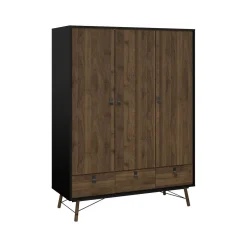 Guardaroba in legno nero e noce 150x200h cm - Virgil