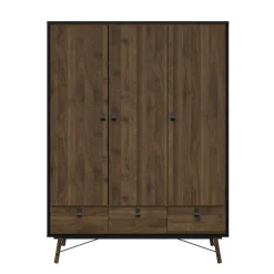 Guardaroba in legno nero e noce 150x200h cm - Virgil