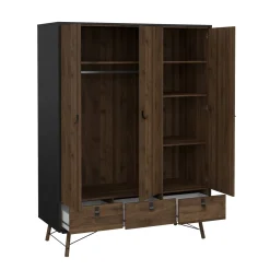 Guardaroba in legno nero e noce 150x200h cm - Virgil