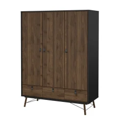 Guardaroba in legno nero e noce 150x200h cm - Virgil