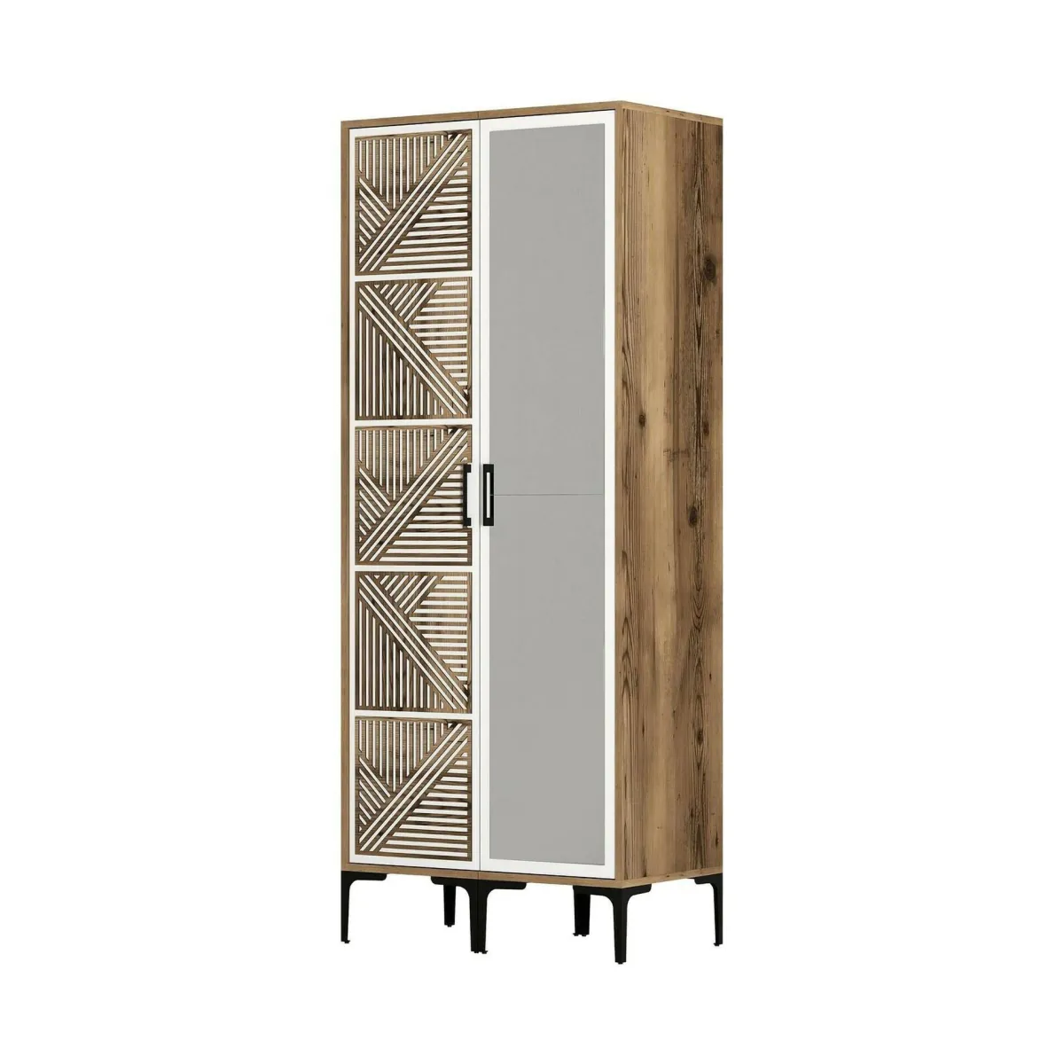 Guardaroba 2 Ante|Camera Da Letto > Dmora Guardaroba in legno noce e bianco 80x200h cm - Ramallah Bianco, Marrone Noce