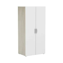 Guardaroba 2 Ante > Dmora Guardaroba in legno rovere e bianco opaco 79x165h cm - Barge Bianco Opaco, Marrone Rovere