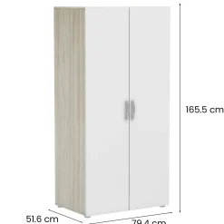 Guardaroba 2 Ante > Dmora Guardaroba in legno rovere e bianco opaco 79x165h cm - Barge Bianco Opaco, Marrone Rovere