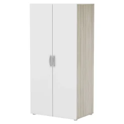 Guardaroba 2 Ante > Dmora Guardaroba in legno rovere e bianco opaco 79x165h cm - Barge Bianco Opaco, Marrone Rovere