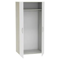 Guardaroba 2 Ante > Dmora Guardaroba in legno rovere e bianco opaco 79x165h cm - Barge Bianco Opaco, Marrone Rovere