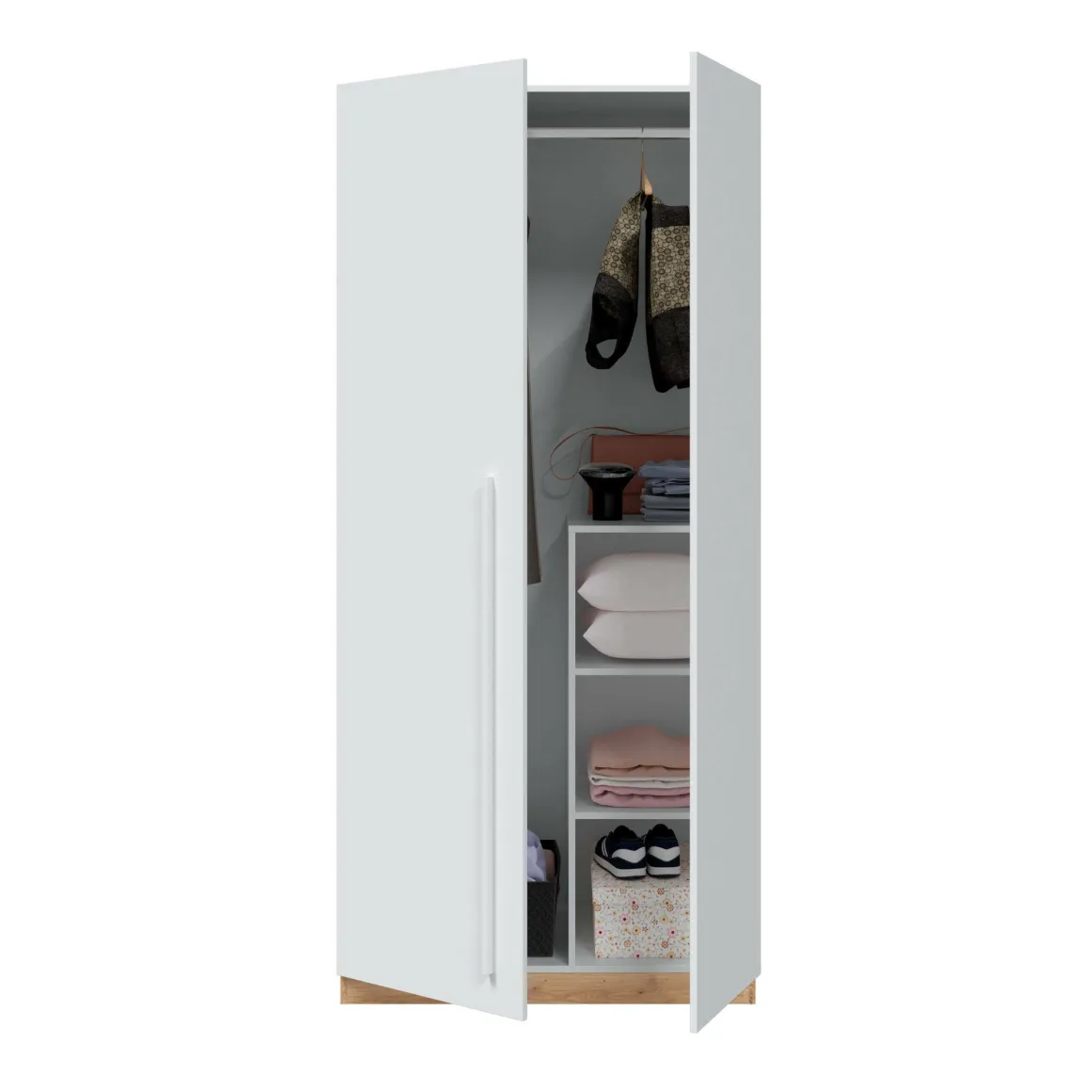Guardaroba in legno rovere nodi e bianco 90x200h cm - Alpine