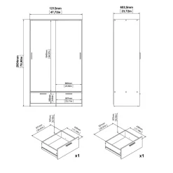 Guardaroba 3 Ante > Dmora Guardaroba in legno rovere 147x200h cm - Simeon Marrone Rovere