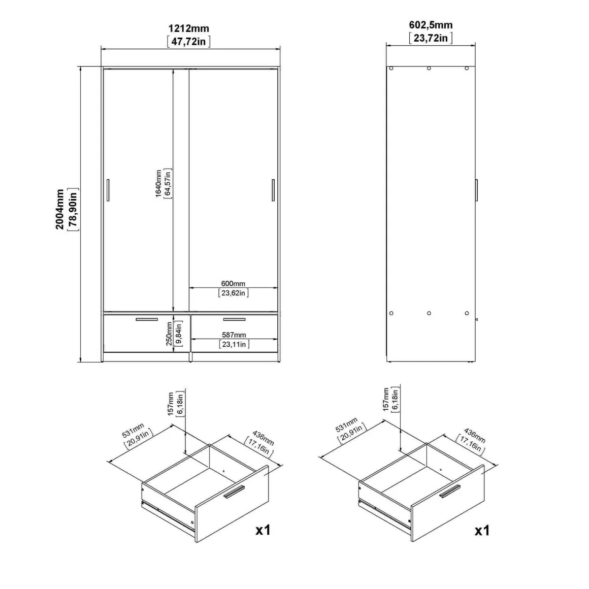 Guardaroba 3 Ante > Dmora Guardaroba in legno rovere 147x200h cm - Simeon Marrone Rovere