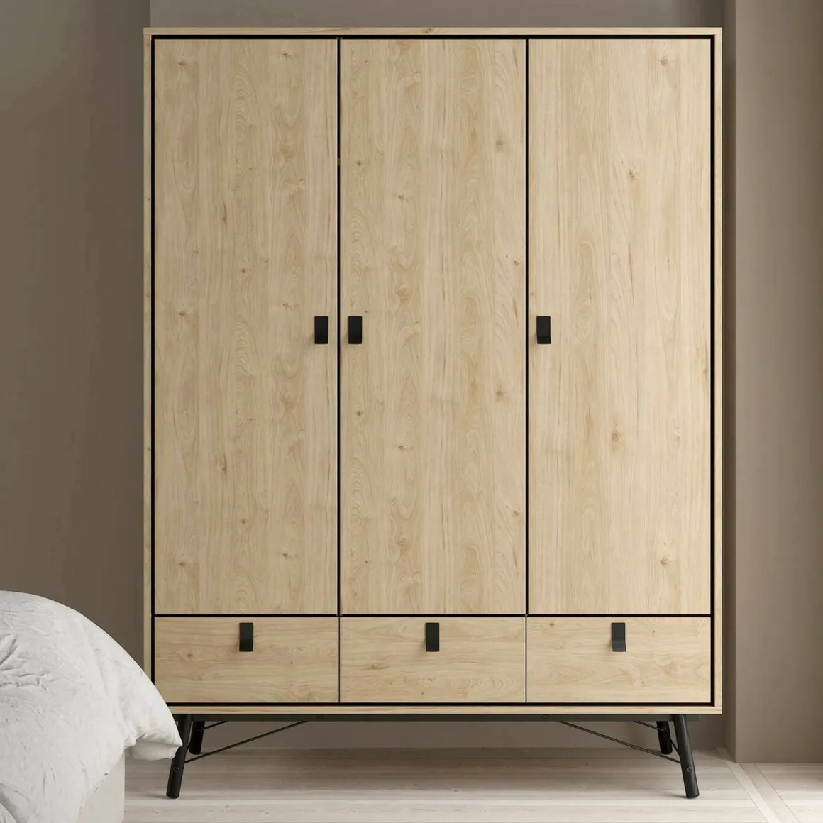 Altri Guardaroba > Dmora Guardaroba in legno rovere 195x200h cm - Epipola Marrone Rovere