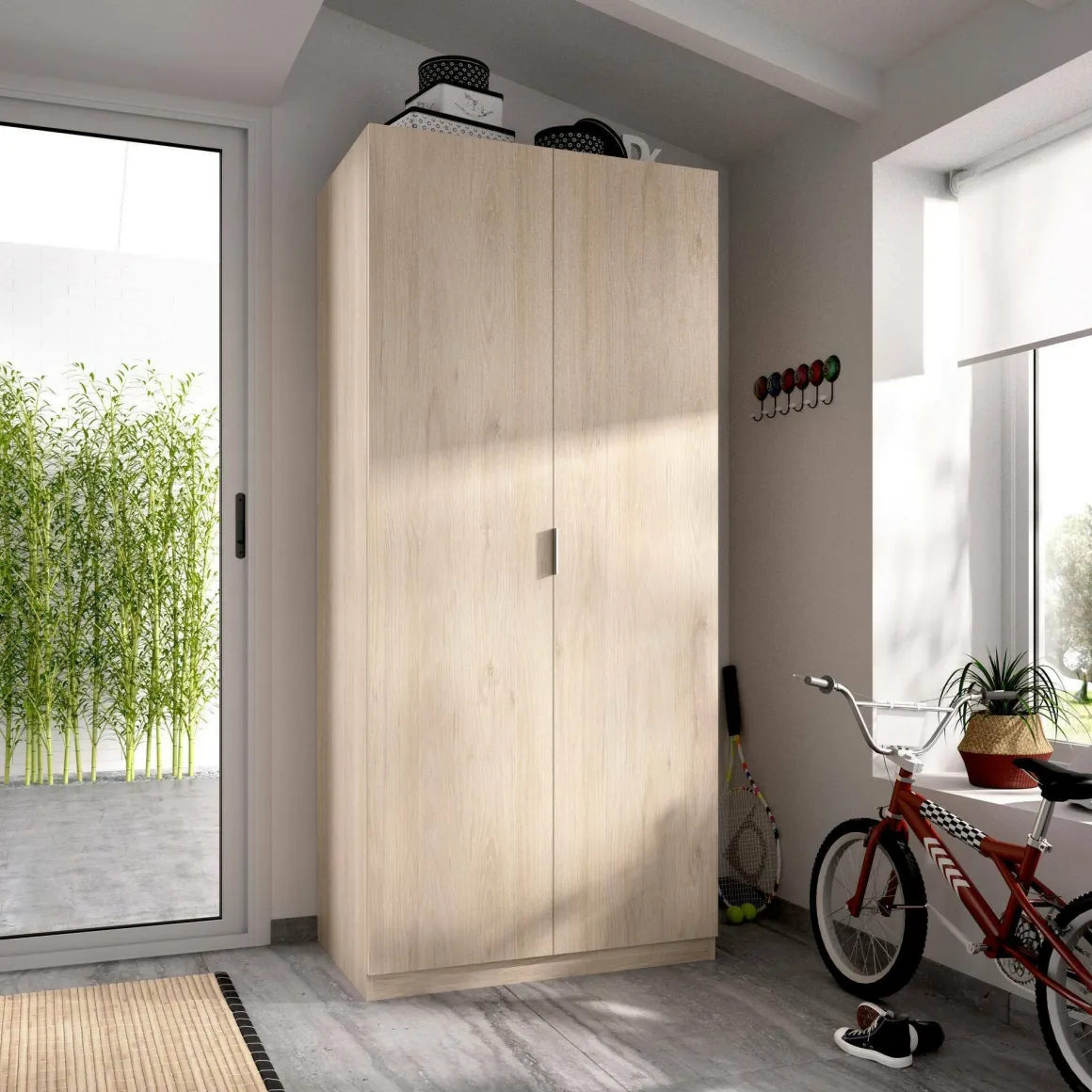 Guardaroba 2 Ante|Camera Da Letto > Dmora Guardaroba in legno rovere 90x184h cm - Aser Marrone Rovere