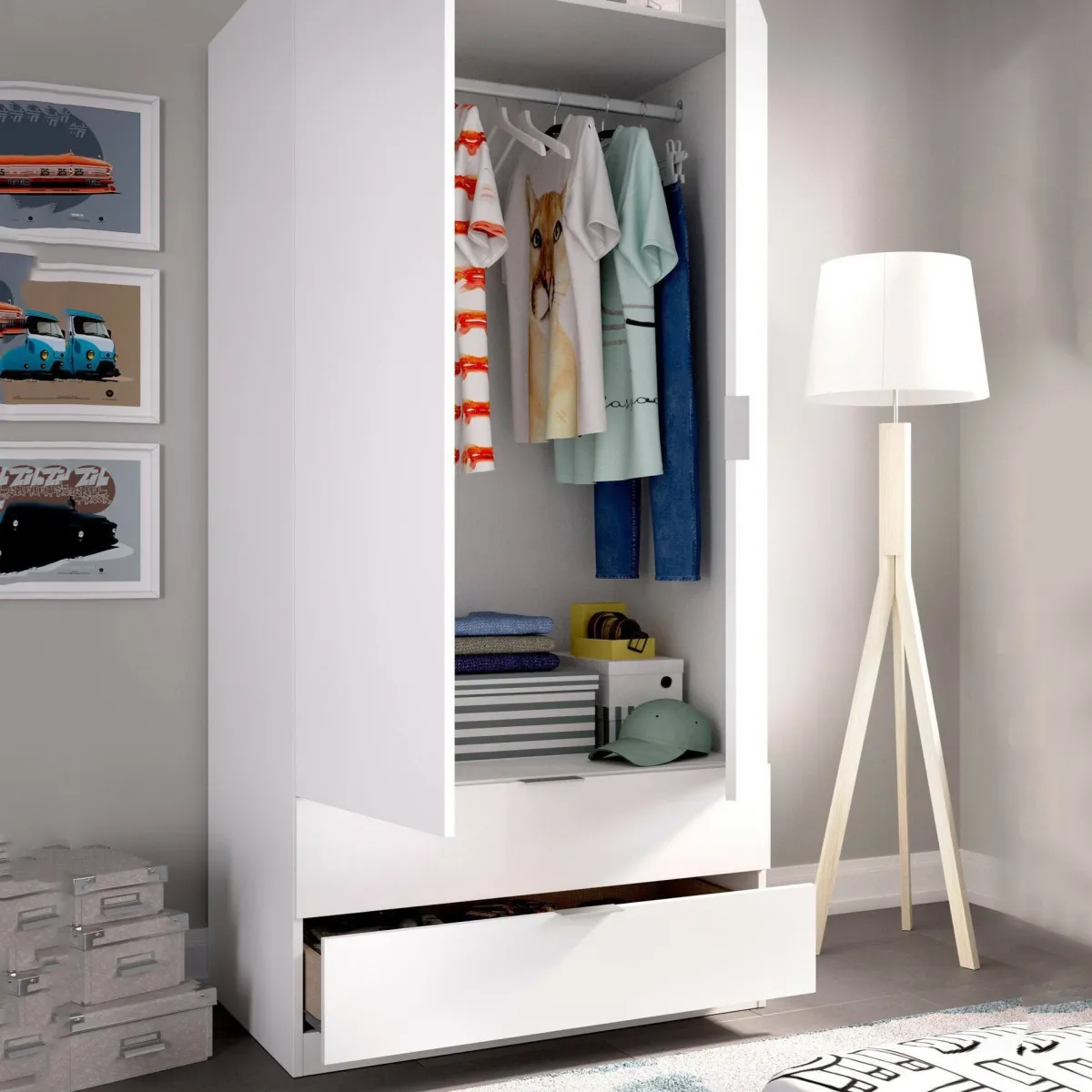 Guardaroba 2 Ante|Camera Da Letto > Dmora Guardaroba moderno 81x184h cm - Anya Bianco