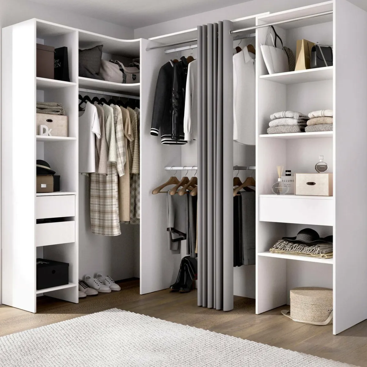 Cabine Armadio|Altri Guardaroba > Dmora Guardaroba reversibile 214x205h cm - Pali Bianco