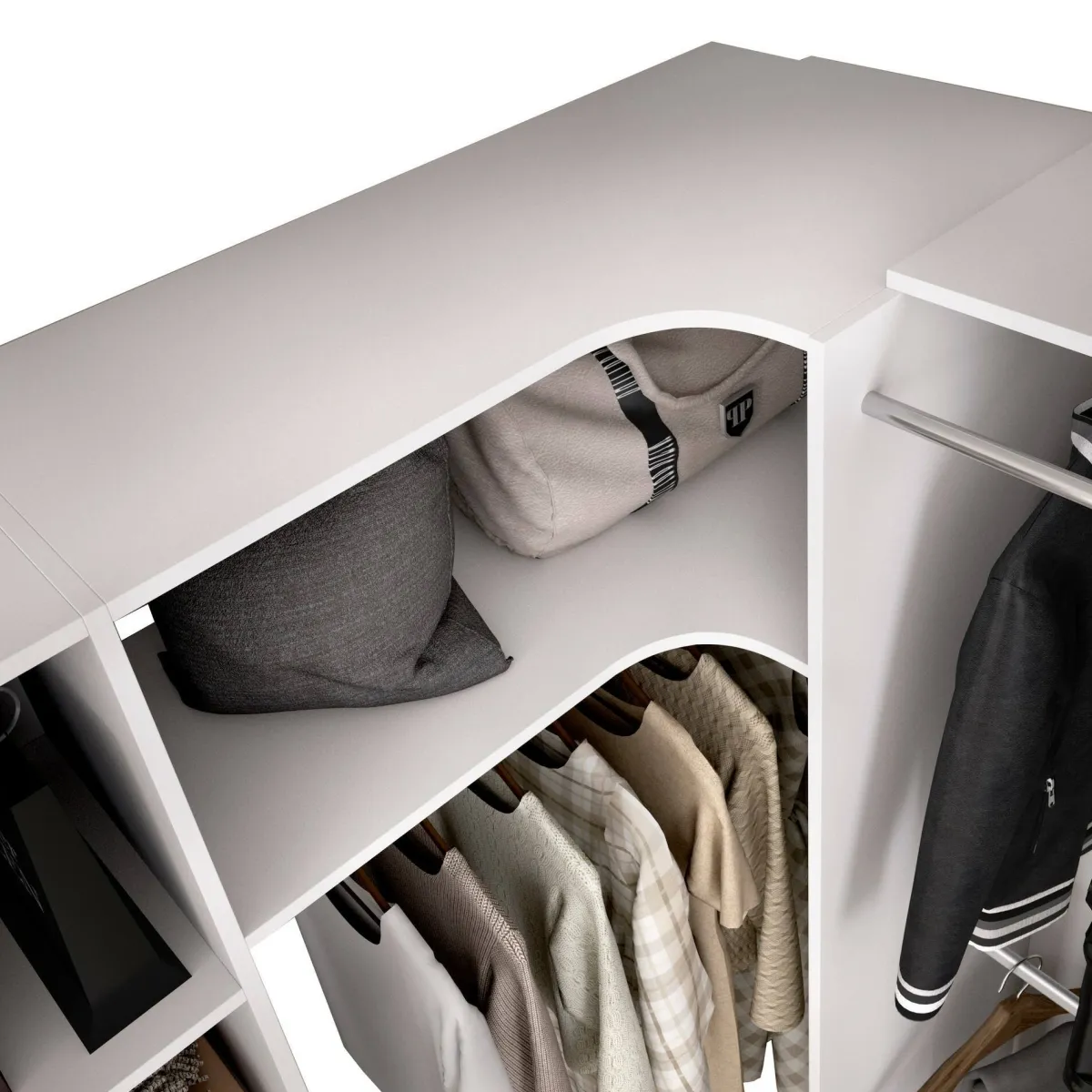 Cabine Armadio|Altri Guardaroba > Dmora Guardaroba reversibile 214x205h cm - Pali Bianco
