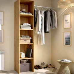 Cabine Armadio|Altri Guardaroba > Dmora Guardaroba 4 ripiani effetto legno 137x185h cm - Adler Marrone Rovere Nodi
