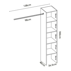 Cabine Armadio|Altri Guardaroba > Dmora Guardaroba 4 ripiani effetto legno 137x185h cm - Adler Marrone Rovere Nodi