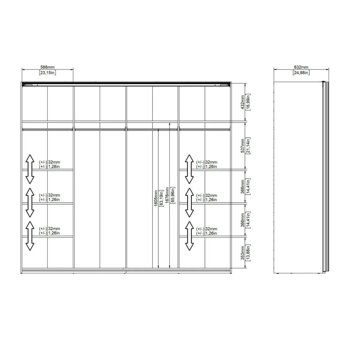 Guardaroba 10 ripiani nero 242x220h cm - Kauri