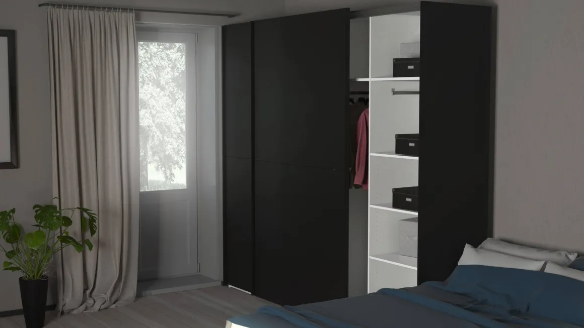 Guardaroba 10 ripiani nero 242x220h cm - Kauri