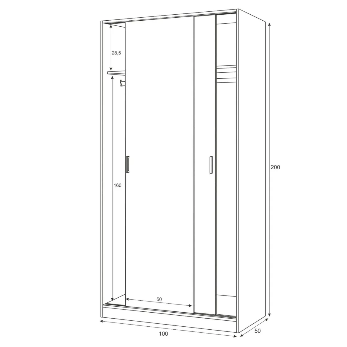 Guardaroba salvaspazio bianco 100x200h cm - Alt