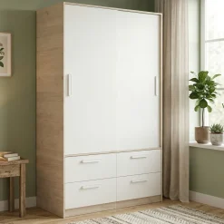 Guardaroba salvaspazio bianco e rovere 120x204h cm - Kirogi
