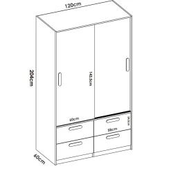 Guardaroba salvaspazio bianco e rovere 120x204h cm - Kirogi