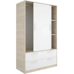 Guardaroba salvaspazio bianco e rovere 120x204h cm - Kirogi