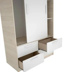 Guardaroba salvaspazio bianco e rovere 120x204h cm - Kirogi