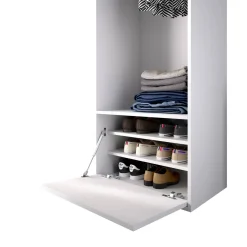Guardaroba 2 Ante > Dmora Guardaroba salvaspazio bianco e rovere 90x202h cm - Firmin Marrone, Bianco Rovere