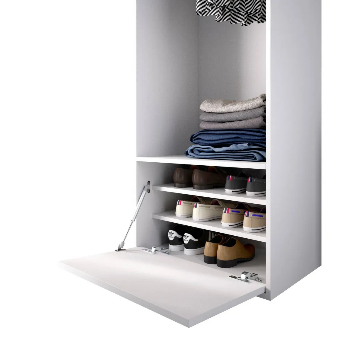 Guardaroba 2 Ante > Dmora Guardaroba salvaspazio bianco e rovere 90x202h cm - Firmin Marrone, Bianco Rovere