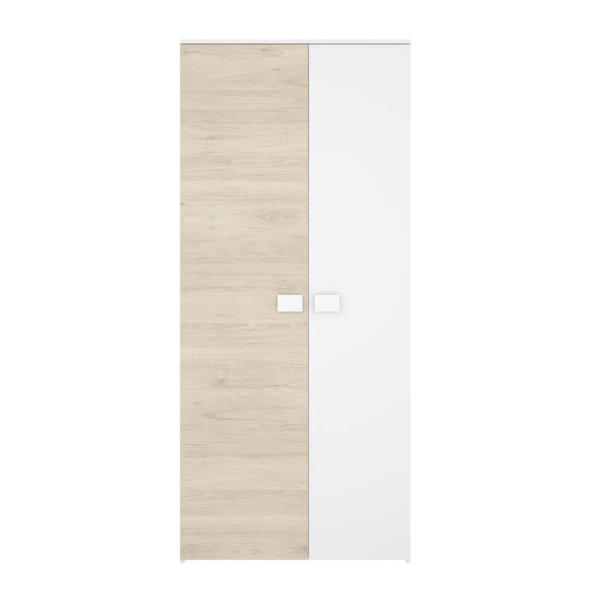 Guardaroba 2 Ante > Dmora Guardaroba salvaspazio bianco e rovere 90x202h cm - Firmin Marrone, Bianco Rovere