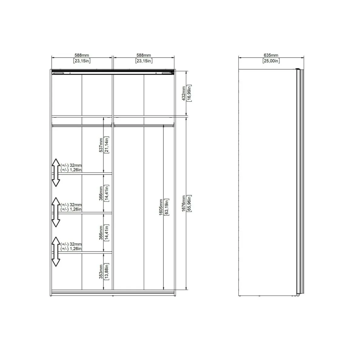 Guardaroba 2 Ante|Camera Da Letto > Dmora Guardaroba salvaspazio 150x200h cm - Opi Bianco Lucido