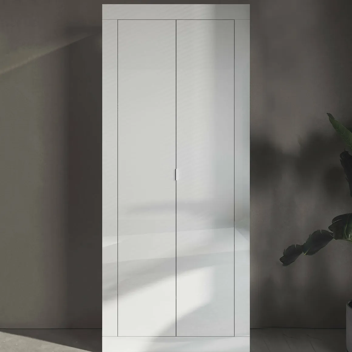 Guardaroba 2 Ante|Camera Da Letto > Dmora Guardaroba salvaspazio bianco lucido e rovere 120x204h cm - Alyson Marrone Rovere, Bianco Lucido