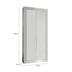 Guardaroba 2 Ante|Camera Da Letto > Dmora Guardaroba salvaspazio bianco lucido e rovere 120x204h cm - Alyson Marrone Rovere, Bianco Lucido