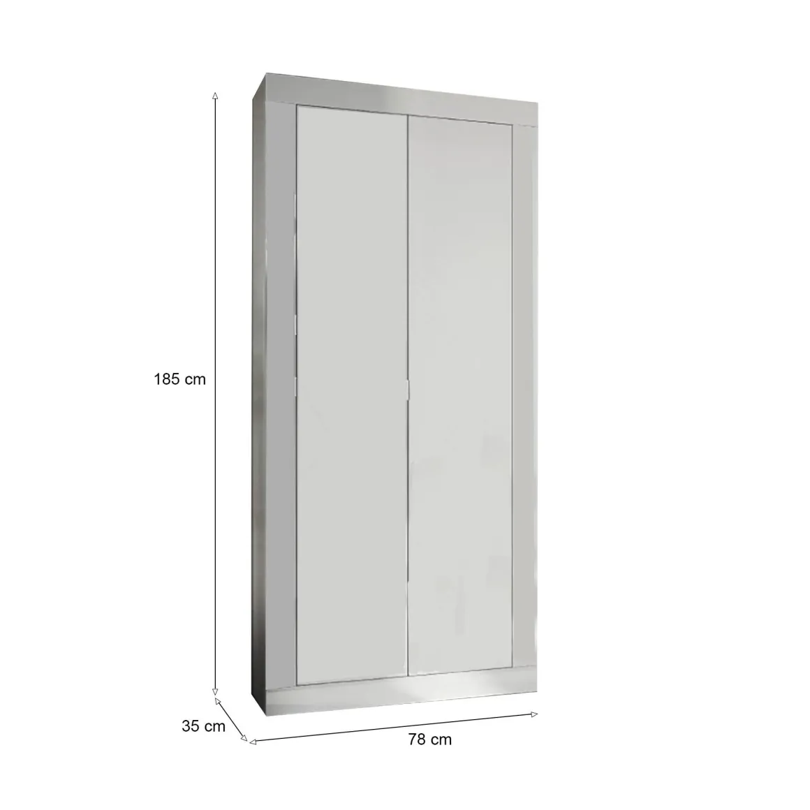 Guardaroba 2 Ante|Camera Da Letto > Dmora Guardaroba salvaspazio bianco lucido e rovere 120x204h cm - Alyson Marrone Rovere, Bianco Lucido