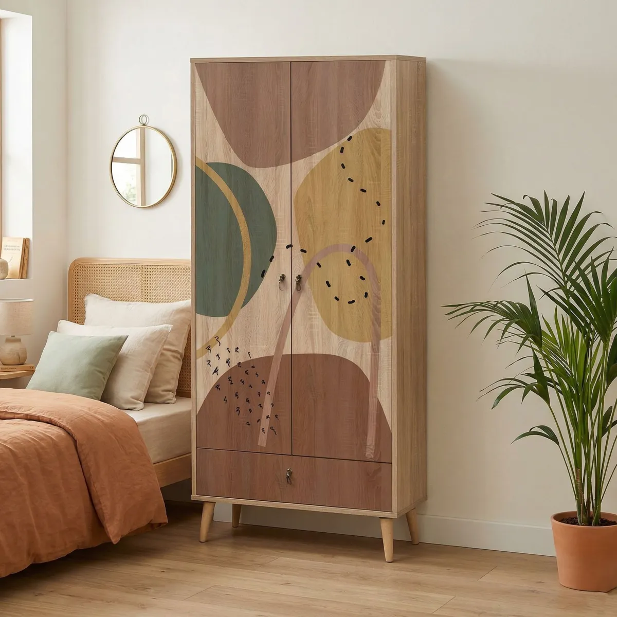 Guardaroba 2 Ante|Camera Da Letto > Dmora Guardaroba salvaspazio 80x190h cm - Atomic Multicolore
