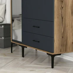 Guardaroba 3 Ante|Camera Da Letto > Dmora Guardaroba salvaspazio noce e antracite 120x200h cm - Petroleuse Nero Antracite, Marrone Noce