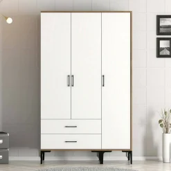 Guardaroba salvaspazio noce e bianco 120x200h cm - Phyan