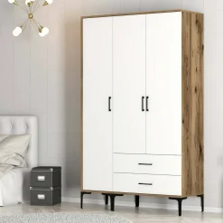 Guardaroba salvaspazio noce e bianco 120x200h cm - Phyan
