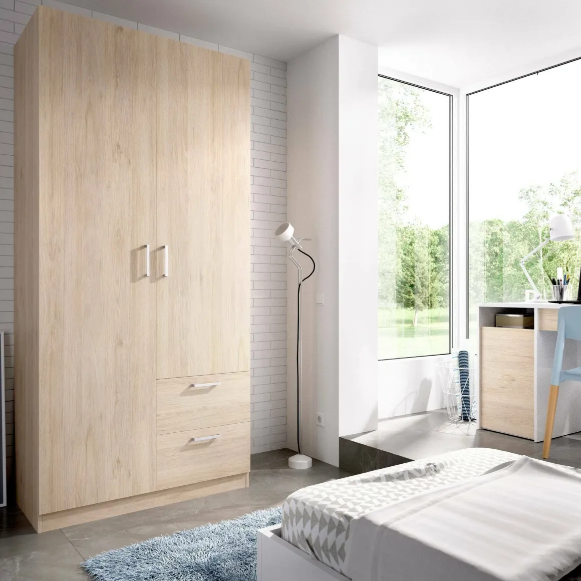Guardaroba 3 Ante > Dmora Guardaroba salvaspazio rovere 110x179h cm - Pettineo Marrone Rovere
