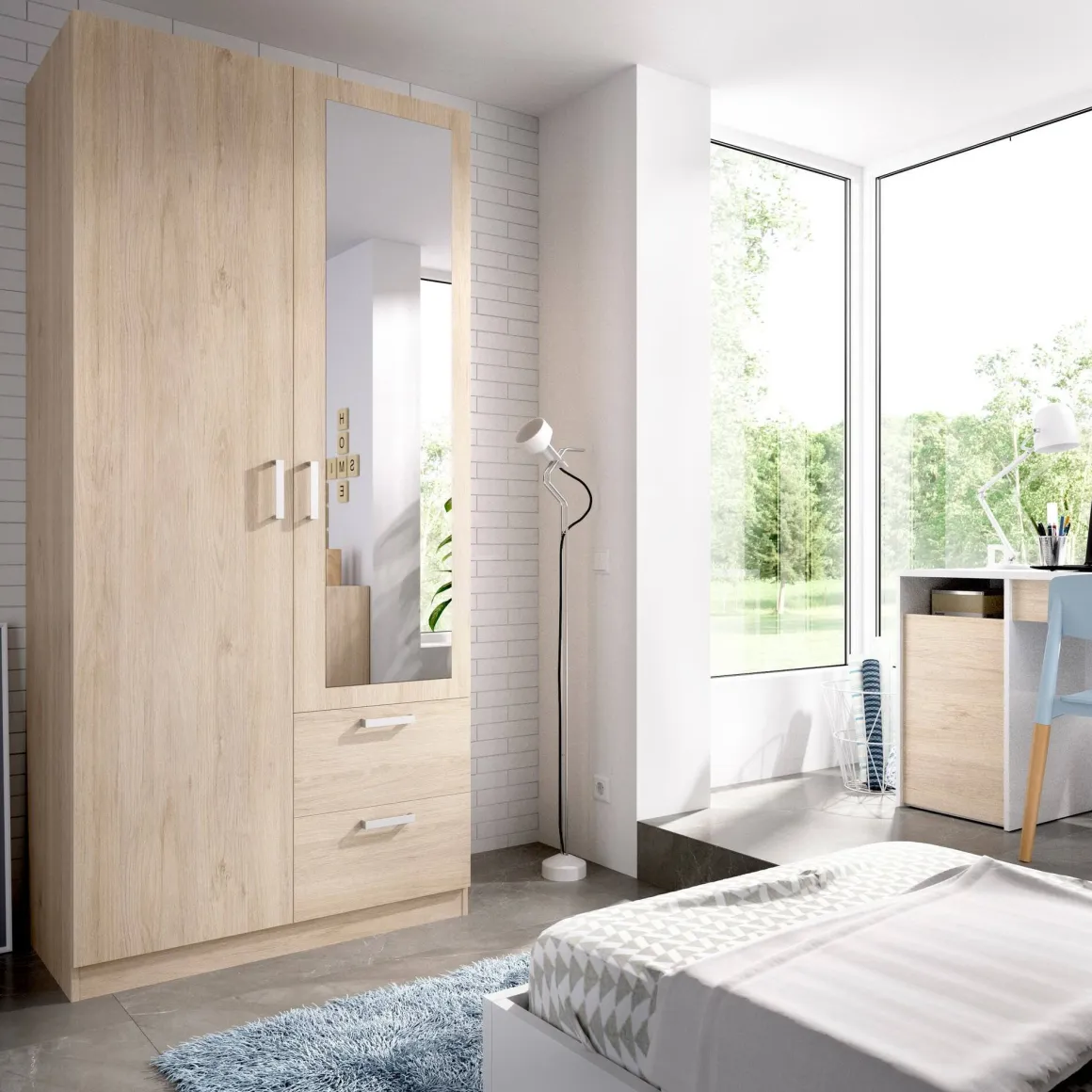 Guardaroba 3 Ante > Dmora Guardaroba salvaspazio rovere 110x179h cm - Pettineo Marrone Rovere
