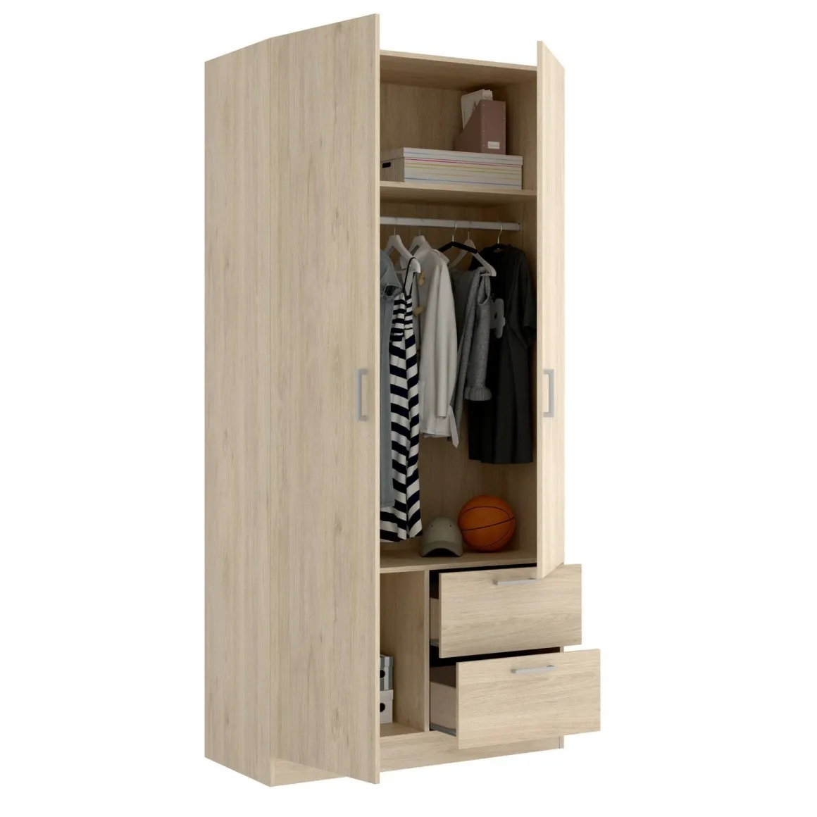 Guardaroba 3 Ante > Dmora Guardaroba salvaspazio rovere 110x179h cm - Pettineo Marrone Rovere