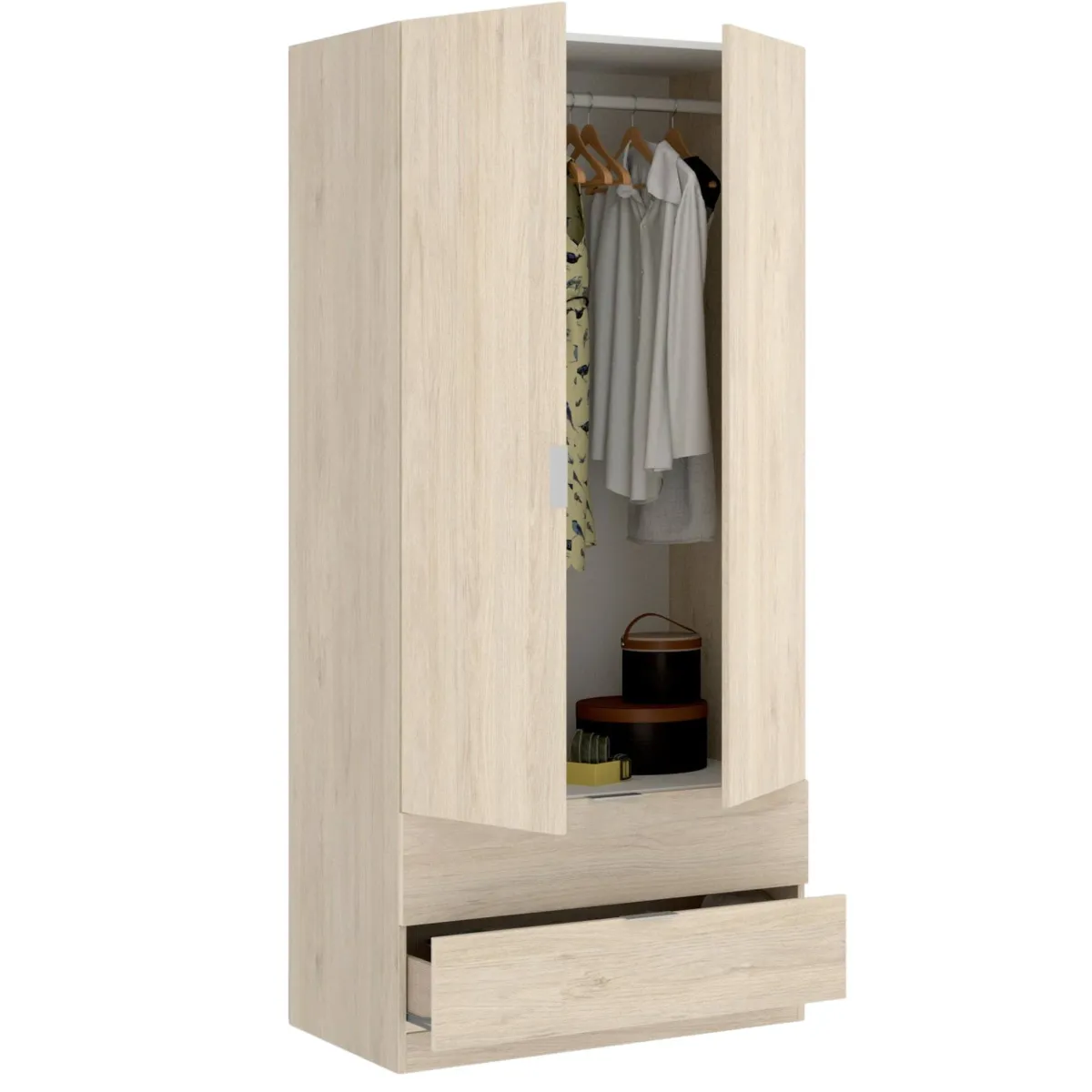 Guardaroba 2 Ante|Camera Da Letto > Dmora Guardaroba salvaspazio rovere 81x184h cm - Anya Marrone Rovere