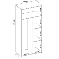 Guardaroba salvaspazio rovere e bianco 90x205h cm - Arcibald