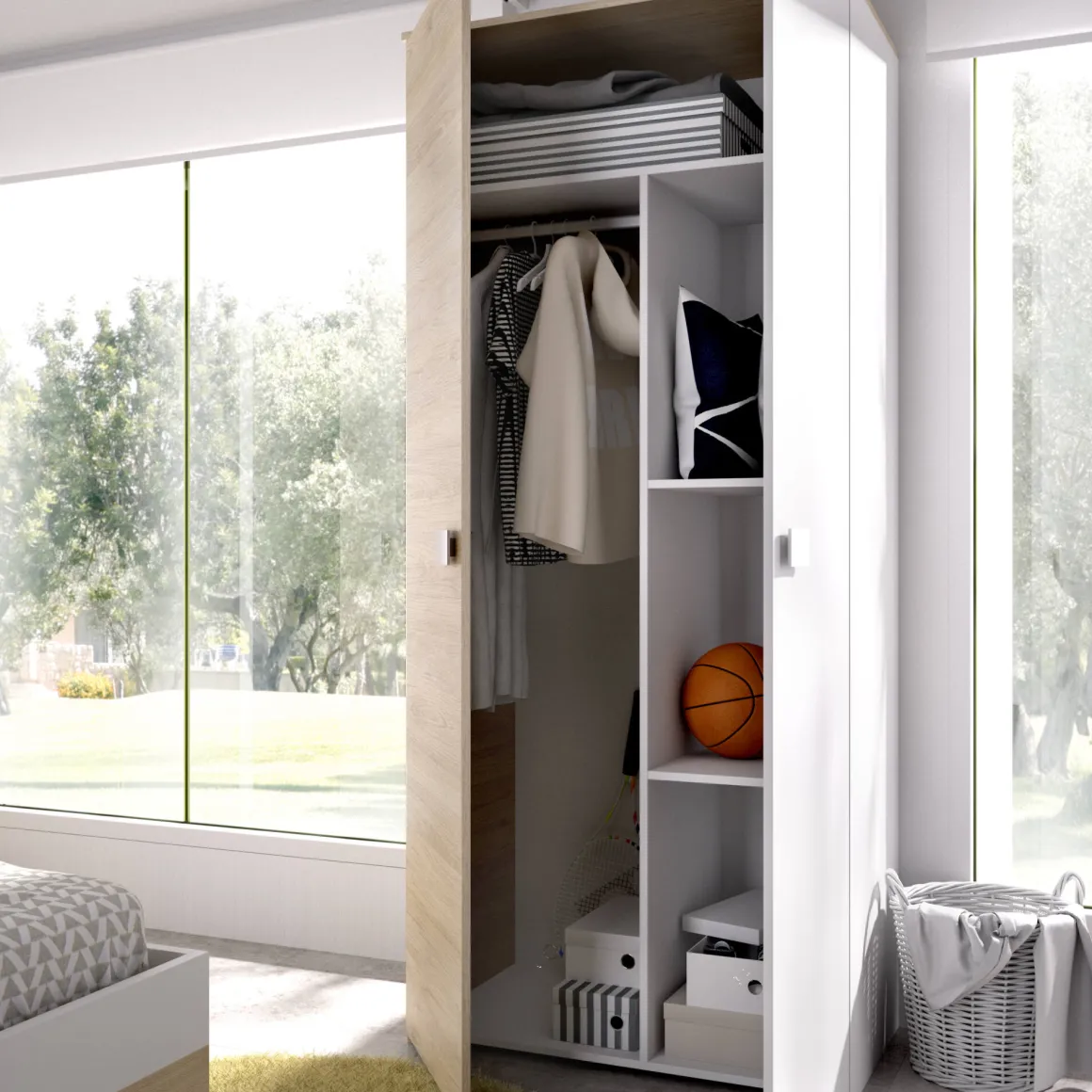 Guardaroba salvaspazio rovere e bianco 90x205h cm - Arcibald