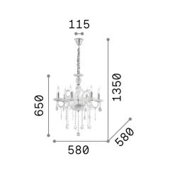 Lampade A Sospensione > Dmora Ideal-Lux - Lampada a sospensione GIUDECCA SP6 , 58 x 58 x h90 cm, Trasparente