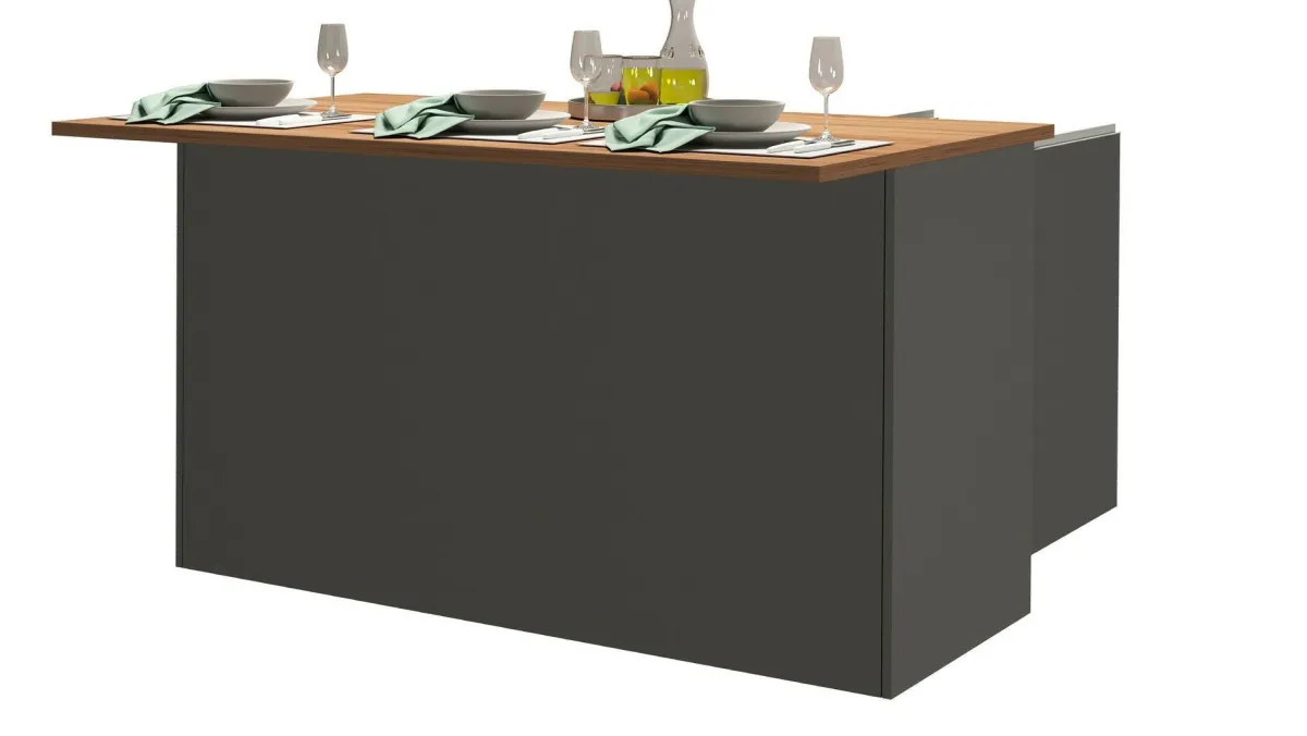 Cucina|Mobili Dispensa > Dmora Isola centrale cucina design 155x90x90h cm antracite e rovere - Tartaro Marrone Rovere, Nero Antracite