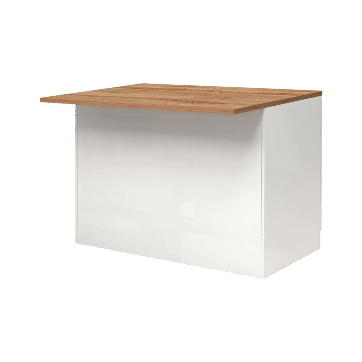 Cucina|Mobili Dispensa > Dmora Isola cucina compatta per piccoli spazi 125x90x90h cm bianca lucida e rovere - Analiza Marrone Rovere, Bianco Lucido